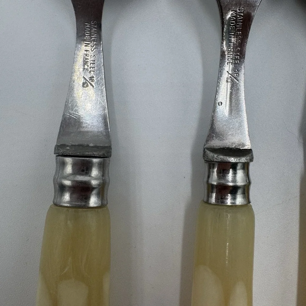 Jean Dubost BISTRO Professional Cutlery Ivory FRANCE Flatware 4 Soup  Spoons